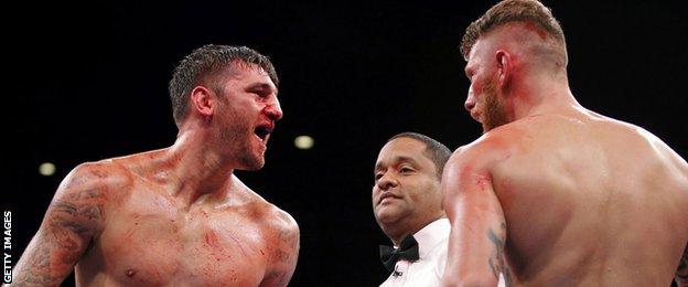 Nathan Cleverly shouts at Andrej Fonfara