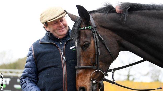 Trainer Nicky Henderson with Altior