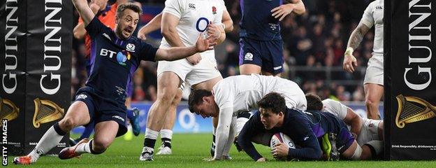 Sam Johnson's try put Scotland ahead with five minutes to play