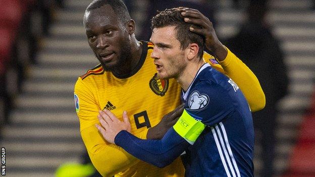 Romelu Lukaku and Andy Robertson