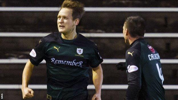 Raith Rovers' James Craigen (left) celebrates his winning goal