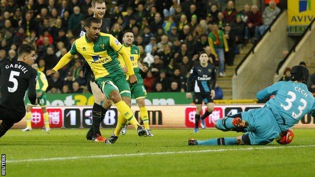 Lewis Grabban scores against Arsenal