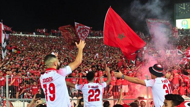 Wydad Casablanca players celebrate winning the African Champions League title