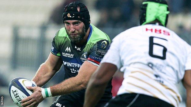 Connacht's John Muldoon makes a break against Zebre in Sunday's Champions Cup game in Italy