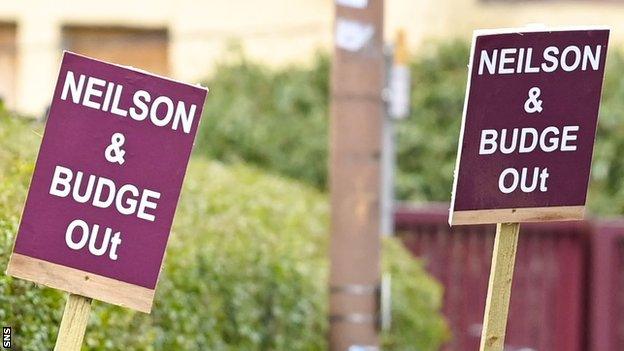 Hearts fans gather outside Tynecastle