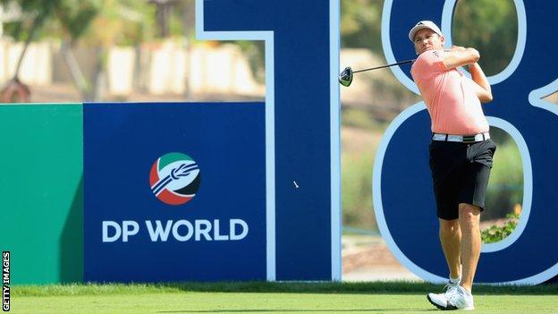 Sergio Garcia plays a tee shot on the 18th hole during the Pro-Am prior to the DP World Tour Championship