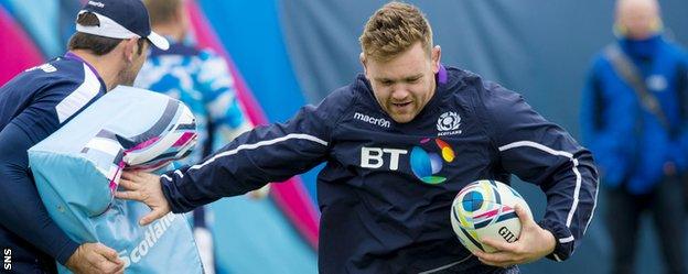 Kevin Bryce in training with Scotland