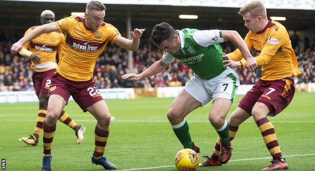 John McGinn tries to fend off Allan Campbell and Chris Cadden