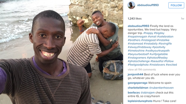 Selfie of an actor playing a migrant