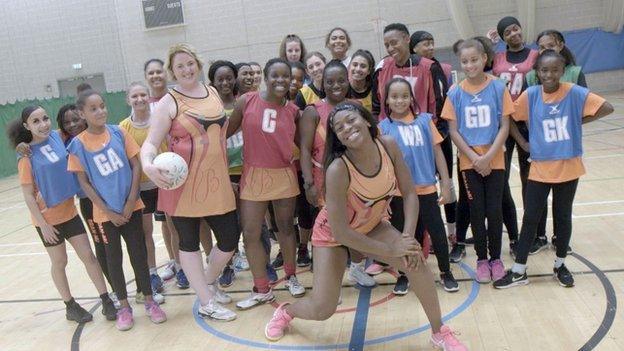 Birmingham based netball team, Bran Nu group photo.