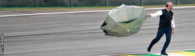 Umbrella on the track