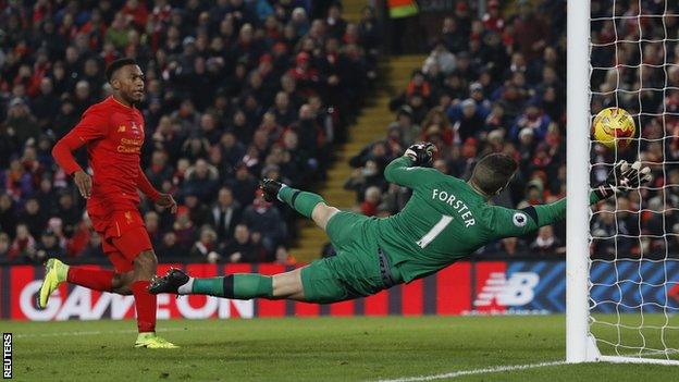 Daniel Sturridge watched on as Fraser Forster atoned for spilling Emre Can's shot by hooking the ball off the line