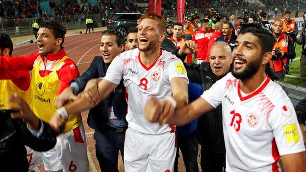 Tunisia celebrate reaching the World Cup