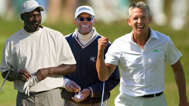 Michael Jordan (left), Samuel L Jackson (centre) and Gary Lineker