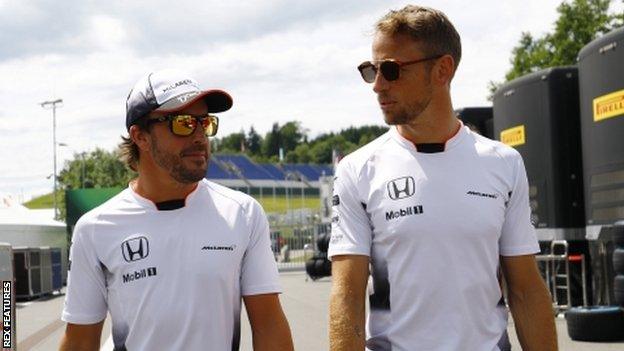 Jenson Button (right) with McLaren team-mate Fernando Alonso