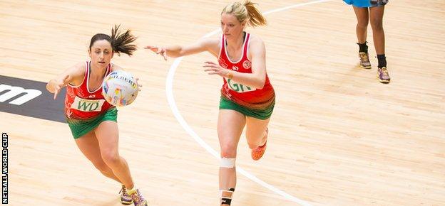 Suzy Drane (left) combines with vice-captain Rosie Pretorius during the opening win over Fiji