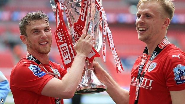 Barnsley celebrate promotion to the Championship