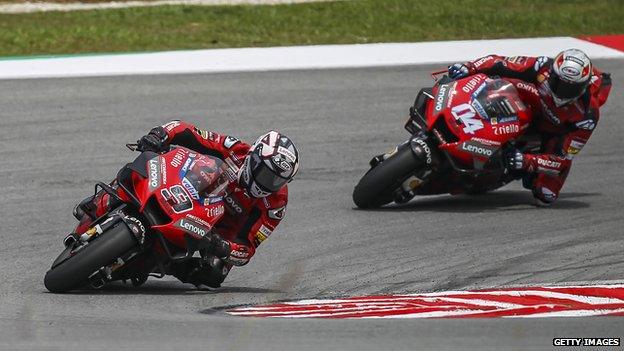 Danilo Petrucci of Ducati Racing Team in action during the third and final day of the MotoGP official testing session on February 09, 2020.