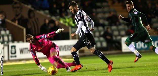 Jorge Grant scores for Notts County against Plymouth