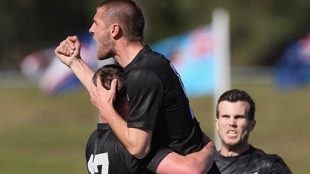 Greg Draper celebrates his winner for New Zealand