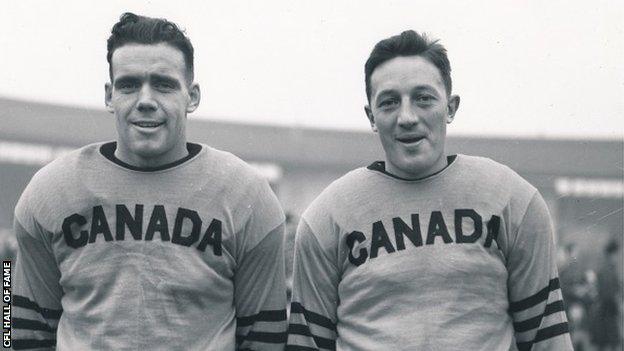 Two Canadian football players