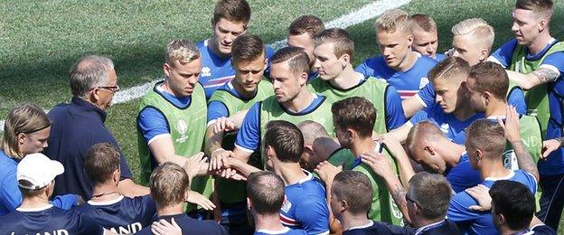 Iceland trained at the Allianz Riviera stadium on Sunday