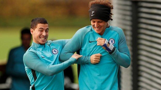 Eden Hazard and David Luiz