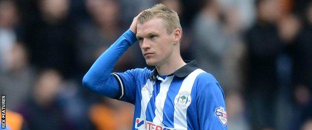 Billy Mckay in Wigan Athletic colours