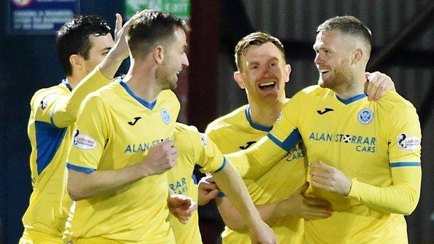 Denny Johnstone celebrates after opening the scoring against Ross County.