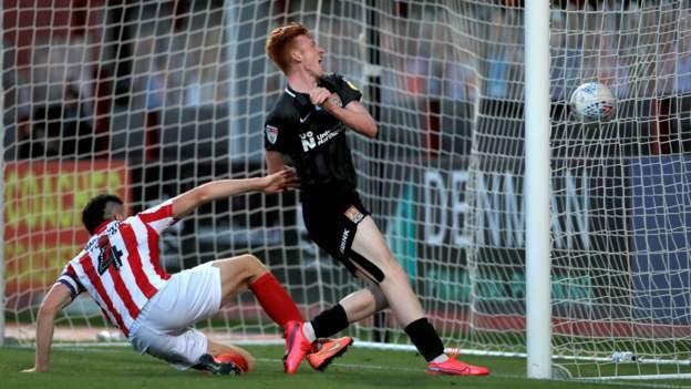 Northampton's Callum Morton scores his second goal of the game