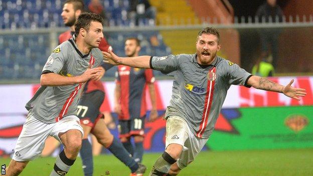 Riccardo Boccalon (left) celebrates scoring