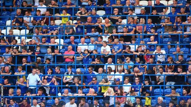 Fans watching Chelsea from the safe standing sections