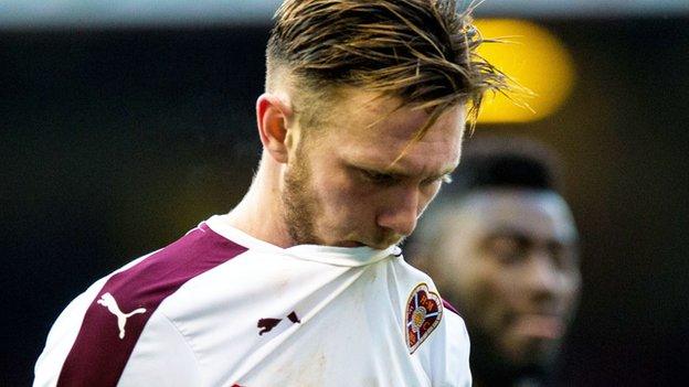 Hearts' Jordan McGhee looks distraught against Aberdeen