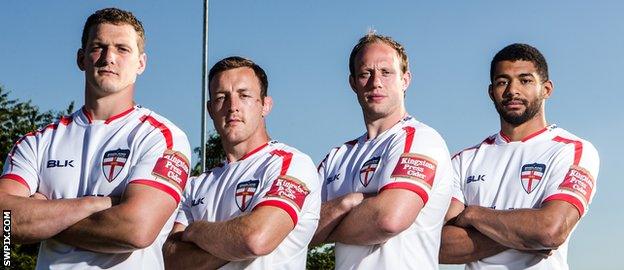 England's Sean O'Loughlin, James Roby, Chris Hill and Kallum Watkins