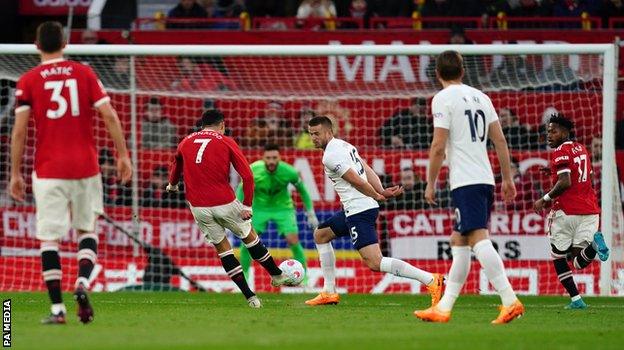 Cristiano Ronaldo's first goal against Tottenham, after 12 minutes