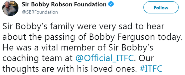 Sir Bobby Robson Foundation Twitter