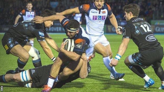 Stuart McInally barges over to score for Edinburgh