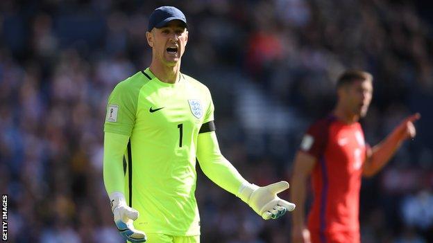 England goalkeeper Joe Hart in action against Scotland