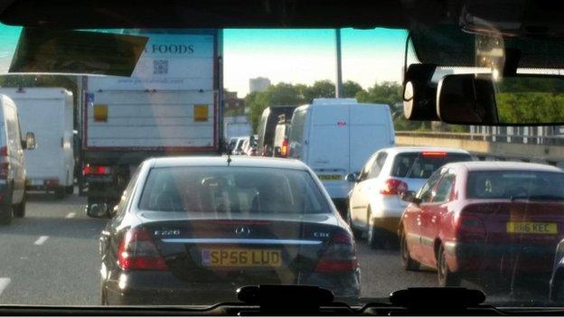 Traffic queues on the Westway