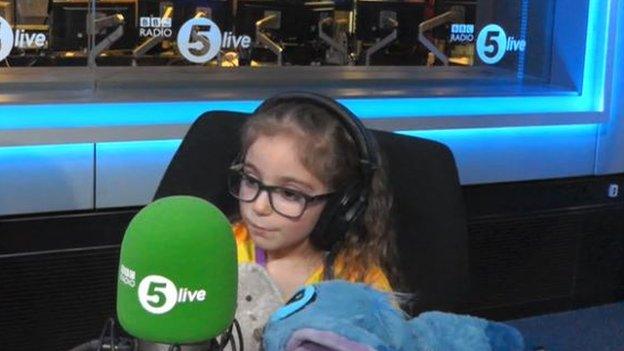 Darcy appearing on Radio 5 live where she met former Manchester United captain Michael Carrick