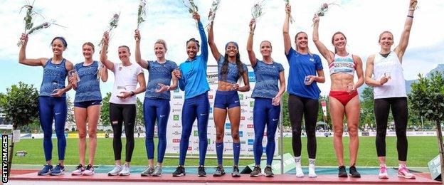 Katarina Johnson-Thompson competes at Gotzis