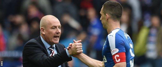 Rangers manager Mark Warburton and captain Lee Wallace