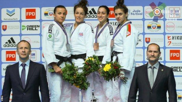 Amy Livesey, second judo player from the left, won the European Under-23 title in 2015