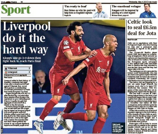 The back page of the Scottish edition of The Times on 040522