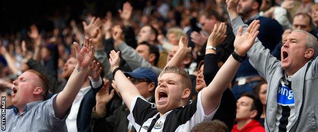 Newcastle United fans sing