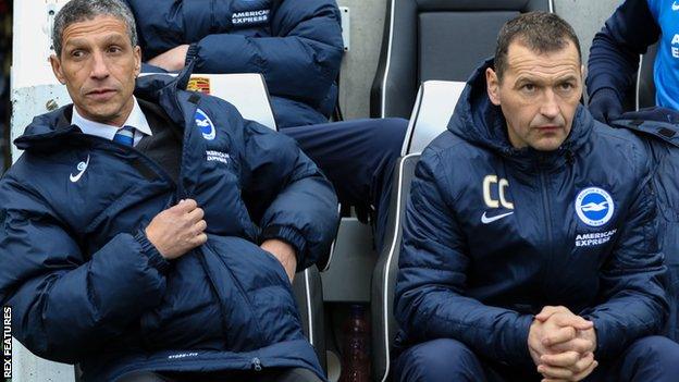 Chris Hughton (left) and Colin Calderwood at Brighton