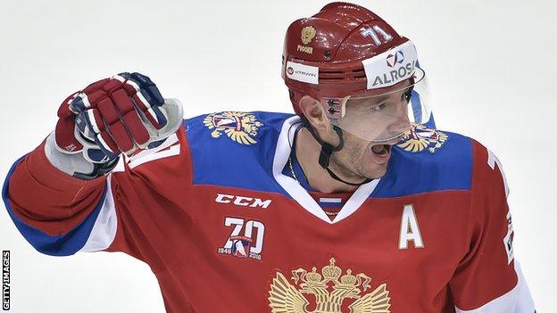 Ice hockey player Ilya Kovalchuk representing Russia