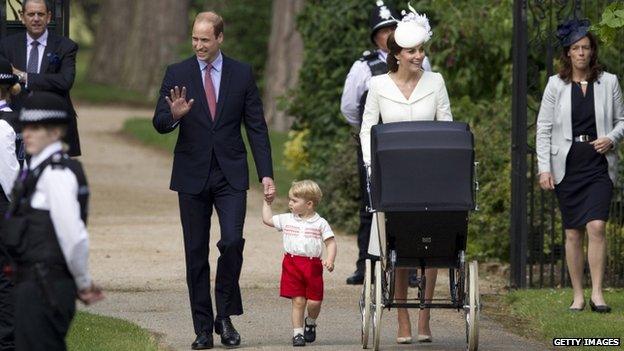 Cambridges arrive for Prince Charlotte's christening