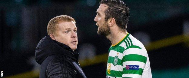 Neil Lennon and Shane Duffy