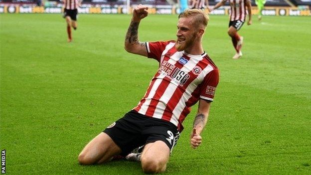 Sheffield United's Oli McBurnie celebrates